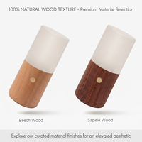 Lampe à bascule en bois naturel de qualité supérieure, intelligente à induction par gravité, lumière RGB respirante, 2-en-1, jaune chaud, à changement de couleur, rechargeable pour la maison