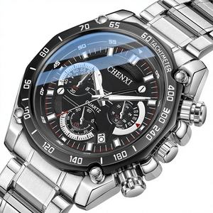 Orologio da <span class=keywords><strong>Uomo</strong></span> Multifunzione <span class=keywords><strong>Cronografo</strong></span> 44mm, Cinturino in <span class=keywords><strong>Acciaio</strong></span> Inox, Movimento al Quarzo, Resistente all'Acqua 30M, Classico - Product Image 1