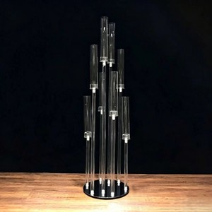 Wholesale <b>glass</b> tube <b>candlestick</b>, 10-arm round base acrylic <b>candlestick</b>, tall wedding table centerpiece decoration <b>candlestick</b> - Product Image 4