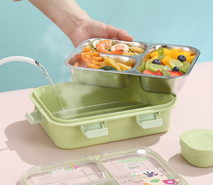 Kids Back to <b>School</b> BPA Free 304 Stainless Steel Bento <b>Lunch</b> <b>Box</b> Leak resistant AS Lid Dishwasher Safe with Sauce Cup - Product Image 2