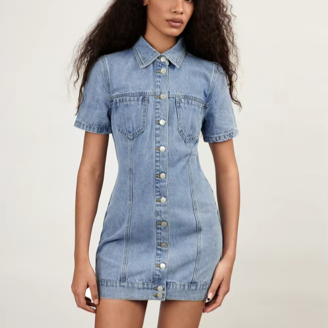 Elegant Denim Button Down Sleeveless Jacket