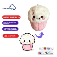 Porte-clés en peluche personnalisé en forme de champignon dans une tasse, mignon, avec art personnalisé pour souvenirs et cadeaux promotionnels