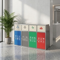 Poubelle de tri des déchets en métal à 4 compartiments, idéale pour les parcs, les écoles et les aires de jeux publiques, durable, résistante à la rouille, pour l'extérieur