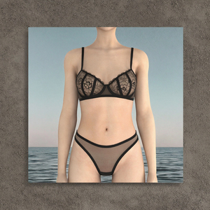 Set di reggiseno e slip in pizzo trasparente da donna, traspirante, con ferretto, nastro lucido, etichetta personalizzata, lingerie sexy. - Product Image 3