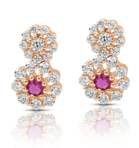 Boucles d'oreilles en argent sterling 925 plaqué or rose avec grappe de fleurs et zircone cubique |   Bijoux tendance pour femmes - Product Image 6