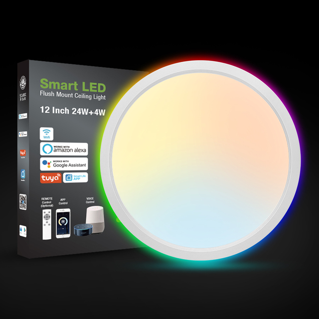 300mm 400mm LED Flush Mount Ceiling Light 24W 32W RGB Changing for Office Home Tuya Google Alexa Control