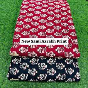 Tissu en coton pur imprimé Sami Azrakh de qualité supérieure, motif ethnique tribal classique, léger et confortable pour la confection de robes pour femmes - Product Image 2