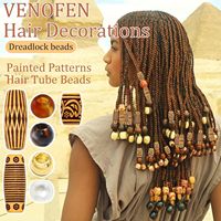 Perles d'imitation bois style bohème vintage unisexe à grand trou pour accessoires capillaires DIY, style cool et tendance, pour tresses et dreadlocks africaines