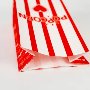 Emballage de pop-corn en papier biodégradable à fond plat de marque avec logo imprimé personnalisé