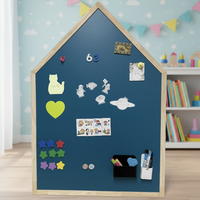 Tableau noir magnétique en bois avec support, tableau à dessin en forme de maison pour enfants d'âge préscolaire, pour l'écriture et le dessin DIY