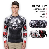 T-shirts pour hommes avec impression numérique intégrale de personnages de films, logo personnalisé, graphisme couleur, vêtements MMA, rashguard, Jiu Jitsu pour hommes