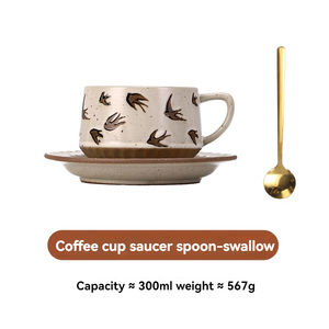 Ensemble de tasses à café commerciales, tasse à thé au lait florale simple, tasse et assiette en céramique japonaise - Product Image 4