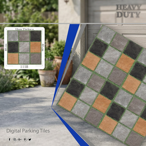 Carreaux de sol extérieurs en porcelaine numérique effet brique rustique mat 400x400mm 12mm pour parking - Product Image 6