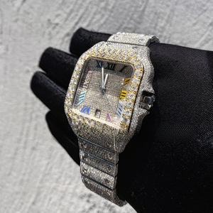 Moissanite 다이아몬드 시계 럭셔리 디자인 시계 남성 맞춤형 디자인 힙합 쥬얼리 래퍼를위한 스테인레스 스틸 시계 - Product Image 4