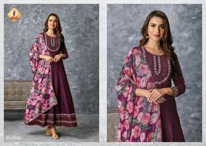 Premium Collection Pure <b>Viscose</b> <b>Silk</b> Kurti With Dupatta With Thread & Sequence Embroidery Work Indian Exporter - Product Image 3