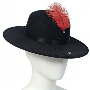 Sombrero Fedora de Plumas con Ala Ancha de Fieltro y Plumas de Avestruz para Bodas y Fiestas Casuales, Ajustable, Unisex, para Todas las Estaciones - Product Image 6