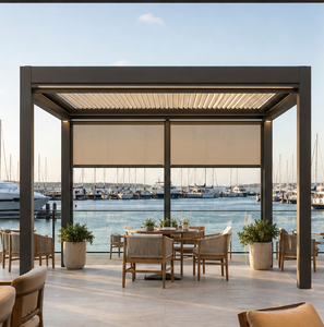 Pérgola independiente RKOVE RK-S3 personalizada de 7x7m con doble pantalla ZIP para terraza de marina, pérgola inteligente de aluminio para exteriores. - Product Image 1