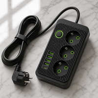 Stop Kontak Ekstensi 3 Jalur EU dengan Logo Kustom Grosir, 4 Port USB, Pengisi Daya Cepat 10A, Kuningan Tembaga, untuk Rumah, Kantor, dan Gaming
