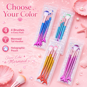 Set <span class=keywords><strong>de</strong></span> 4 Brochas <span class=keywords><strong>de</strong></span> Maquillaje <span class=keywords><strong>de</strong></span> <span class=keywords><strong>Sirena</strong></span> para Principiantes, Pelo Sintético Suave, Brochas <span class=keywords><strong>de</strong></span> Precisión para Sombras <span class=keywords><strong>de</strong></span> Ojos y Cejas, Kit <span class=keywords><strong>de</strong></span> Inicio - Product Image 3