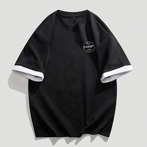 Camiseta de retazos de talla grande, camiseta personalizada con estampado de estilo callejero liso, camiseta universitaria para hombre, camiseta de gran tamaño de peso pesado - Product Image 6