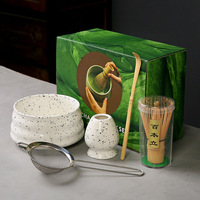Bol à matcha en céramique et fouet mélangeur Chasen, design moderne et simple, ensemble à thé