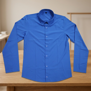 เสื้อเชิ้ตผู้ชายมาใหม่ ผ้าโพลีเอสเตอร์ 95% และสแปนเด็กซ์ 5% สีพื้น ระบายอากาศได้ดี ไซส์ใหญ่ โลโก้ด้านหน้า เสื้อสไตล์เก๋ จากบังกลาเทศ - Product Image 3