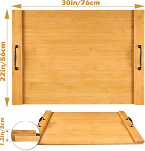 Plateau de service pour cuisinière, épaisseur 1,5 cm, avec logo personnalisé, planche à découper en bambou multi-usages avec poignée métallique - Product Image 1
