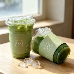 Gobelets à café et à thé jetables en plastique PET transparent de 98 mm avec logo personnalisé, vente en gros d'usine, qualité alimentaire, très demandés - Product Image 3