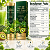Comprimés Effervescents Super Greens avec Brocoli, Épinards, Herbe d'Orge, Chlorelle, Spiruline, Chou Frisé – Vente en Gros OEM