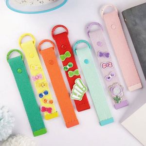 Custom Korea INS Style Nylon Keychain for Bags Decoration Bottle Metal Carabiner Anti-loss <b>Key</b> <b>Chain</b> Strap With Small Patch - Product Image 5