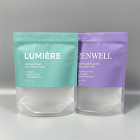 Sacs d'emballage en plastique de qualité alimentaire imprimés sur mesure, transparents, refermables avec fermeture éclair, à fond plat, avec fenêtre transparente givrée