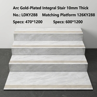 Carreaux de marche d'escalier en céramique texturée pierre, antidérapants, résistants aux acides, à bords incurvés, modernes et luxueux, 1200x470mm, pour usage intérieur, villa