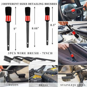 Kit d'outils de nettoyage pour l'intérieur de voiture : Brosse de detailing automobile, tampon de lavage, poils doux, sans rayures, pour les fentes - Product Image 5