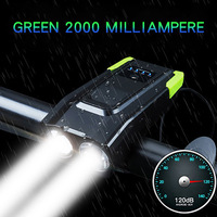Luz Inteligente para Bicicleta T6 LED de Doble Cabezal, Recargable por USB, Linterna de Alta Intensidad, Altavoz de 120db, para Ciclismo Nocturno y Montaña