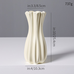 French Cream Style Light Luxury Ceramic Vase With Soft Matte Finish for Living Room <b>Table</b> Dried Fresh Flower <b>Display</b> - Product Image 6