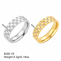 Edelstahl Gold Silberfarben Paarringe Set CZ Gitterdesign Passende Eheringe Versprechen-Schmuck