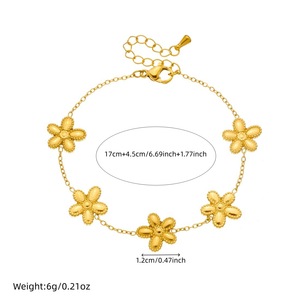 Flower Pendant Jewelry <b>Set</b> Stainless Steel Gold Plated Women's Party Fashion Accessory Chain Necklace <b>Bracelet</b> Earrings - Product Image 4
