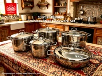 Lot de 10 casseroles en acier inoxydable de style turc (20/24/28/28/32 cm) pour la maison et les coffrets cadeaux – Ustensiles de cuisine en gros