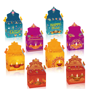 16 Diwali Paper Gift Bags - Festival Of Lights Decorations & Candy Bags