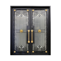 Grille Moderne Design Porte d'Entrée en Fer avec Entrée en Verre Extérieur Français pour l'Entrée des Maisons Hôtels Villas en Plein Air-Direct Usine