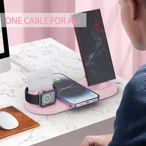 Station de charge sans fil 6 en 1 pour <span class=keywords><strong>iPhone</strong></span> 15 16, <span class=keywords><strong>Apple</strong></span> Watch, Airpods, chargeurs de téléphone, station de charge <span class=keywords><strong>rapide</strong></span> - Product Image 4