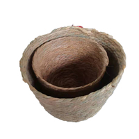 Pots de panier suspendus biodégradables tissés en jonc de mer naturels Doublure en plastique Capacité 5-15L Pot de fleur de plantation vert pour utilisation dans le jardin