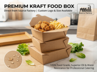 Boîte repas en papier kraft premium, jetable, écologique, pour plats à emporter, idéale pour le déjeuner au bureau et la restauration.