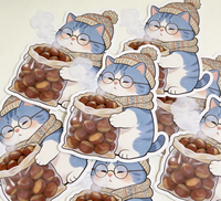 Autocollants personnalisés avec logo chat kawaii, autocollants mignons en vinyle découpé, imperméables, pour la décoration de bouteilles, ordinateurs portables, tasses, bagages