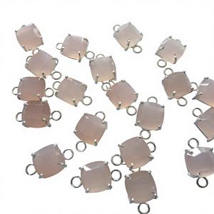 Pierre précieuse calcédoine rose avec connecteur de pierre précieuse de lunette de réglage de coupe de coussin pour les résultats de bijoux et les composants - Product Image 1