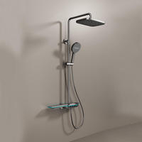 Douche murale en laiton au design moderne et minimaliste, innovante, avec affichage numérique de la température et jet de pluie en céramique, pour appartement et hôtel