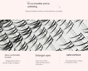 Pestañas de Fibra Reutilizables Estilo Tailandés Irregulares Marca Propia, Banda Súper Suave, Efecto 3D, Seccionales Mixtas, Caja para Realce de Pestañas Naturales - Product Image 4