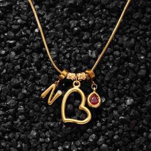 Collar de Moda de Acero Inoxidable con Cadena Dorada, Dije de Corazón Personalizado con Cristal Rosa, Joyería de Regalo, Estilo Personalizado para <span class=keywords><strong>Mujer</strong></span> - Product Image 3