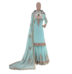 Ropa india y pakistaní Gharara diseños Punjabi Girl Sexy hermoso Salwar traje cuello diseños Sarara mujer vestido al por mayor - Product Image 1