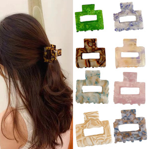 Jepit Rambut Wanita Bentuk Kotak 5cm Motif Kulit Kura-kura dari Asetat Ukuran Kecil Model Jepit Hiu Aksesoris Rambut untuk Anak Perempuan dan Wanita - Product Image 2